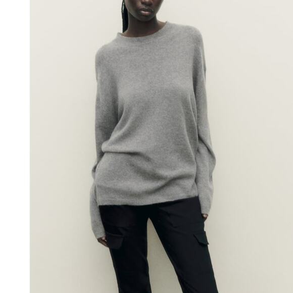 Zara MULTI-POSITIONAL WOOL BLEND KNIT SWEATER in Gray - Picture 1 of 9